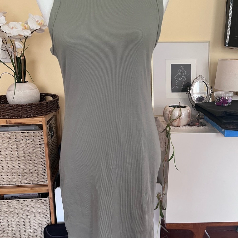 Everlane Sage Green Ribbed Midi Dress